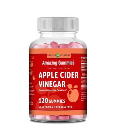 Amazing Formulas Apple Cider Vinegar 120 Gummies Supplement | Apple Flavor | Gelatin Free | Non-GMO | Gluten Free 60.0 Servings (Pack of 1)