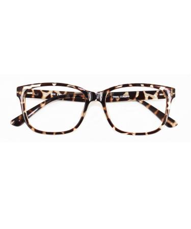 Reading Glasses Blue Light Blocking for Women Men Square Nerd Eyeglasses Frame Computer Readers Leopard 1.0 x