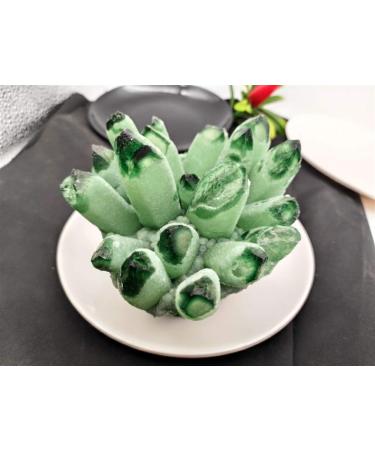 690g Natural Green Ghost Phantom Quartz Crystal Cluster Specimen Wedding Decoration Aquarium Reiki Stone ERTEYIN