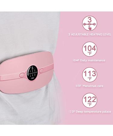 Portable Cordless Electric Waist Belt Device, Fast Heating Pad for Cramps - 3 Heating Levels & 3 Vibration Massage Modes - Menstrual Belly Heating Pad for Women & Girls - Pink - Buy Online on GoSupps.com