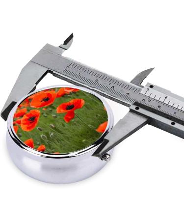 Portable Round Pill Box with Poppy Flower Petals - Lightweight Moisture-Proof Vitamin Organizer - Buy Online on GoSupps.com