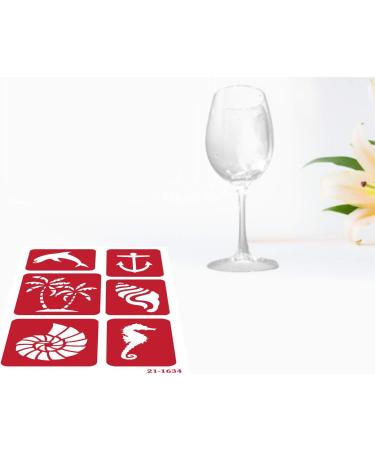Armour Etch Over N Over Nautical Theme Glass Etching Stencils Set with Sea Creatures | Paradise Seashore Design | Includes Brush | 4 Items - Buy Online on GoSupps.com