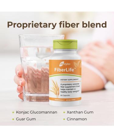 Lifestyles FiberLife Supplement Soluble Fiber for Digestive Health & Cholesterol Support with Konjac Guar Gum Xanthan Gum and Cinnamon Made in Canada 60 Capsules (60 Capsules (Pack of 1)) 1 Count (Pack of 1) - Buy Online on GoSupps.com