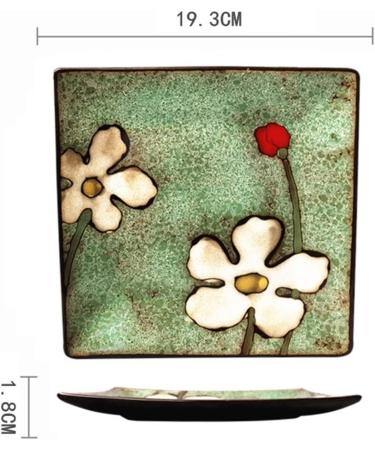 Dinner Plate Pasta Tableware Elegant Hand Painted Creative Ceramic Western Food Square Plate Unique Blue Green Daffodil Flower Pattern Home Kitchen Fruit Salad Dish D - Buy Online on GoSupps.com