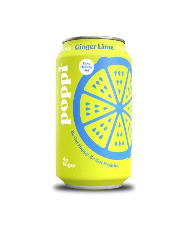 poppi A Healthy Sparkling Prebiotic Soda, w/ Real Fruit Juice, Gut Health & Immunity Benefits, 12pk 12oz Cans, Lime Ginger