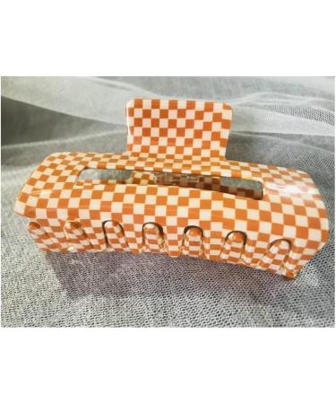 Checkered Hair Claw Clips for Women Girls Fashion Hair Clips for Styling Claw Clamps Thick Hair Retro Rectangle Shape YOEMAYUNER (3PCs 3Colors A Large Size/3.94inch) - Buy Online on GoSupps.com