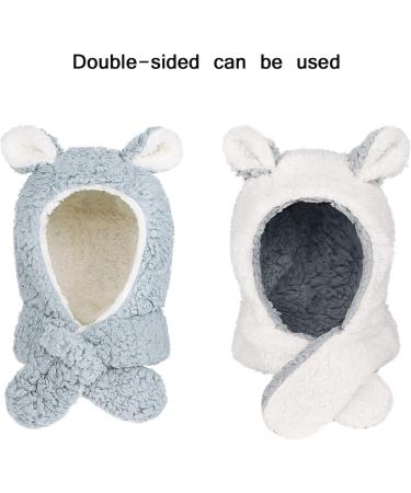 Kids 2 in 1 Winter Hat Scarf Set | Fleece Lined Earflap Balaclava Hoodie Scarf | Boys Girls Thermal Neck Warmer | Grey, 6M-4Y - Buy Online on GoSupps.com