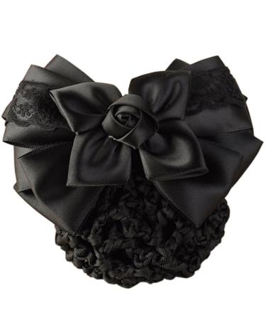 LiveZone Pack of 3 Women Hair Bun Cover Net Snood Hairnet Bowknot Barrette Hair Clip Set - Black Blue Purple - Buy Online on GoSupps.com