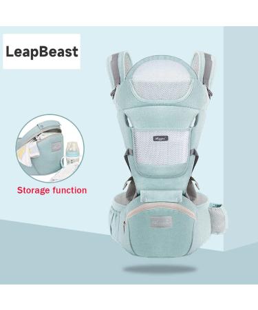 Leapbeast Baby Carrier - All-in-One Ergonomic Hip Seat for Newborns & Toddlers (3.5-15.5 kg) - Cotton Light & Breathable - Adjustable Green Design - Buy Online on GoSupps.com