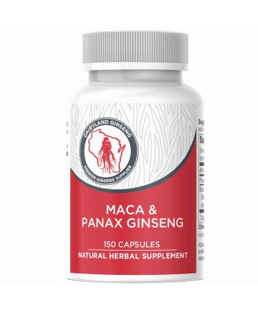Maca Root Capsules + Korean Panax Ginseng - Concentrated Extract Black + Red + Yellow Maca Root Panax Ginseng Capsules 150 ct