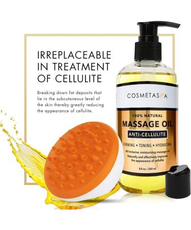 Cellulite Massage Oil & Massager | 100% Natural Treatment for Firm, Toned, & Moisturized Skin | Breaks Down Fat Tissue | Cosmetasa 8.8 Fl Oz - Buy Online on GoSupps.com