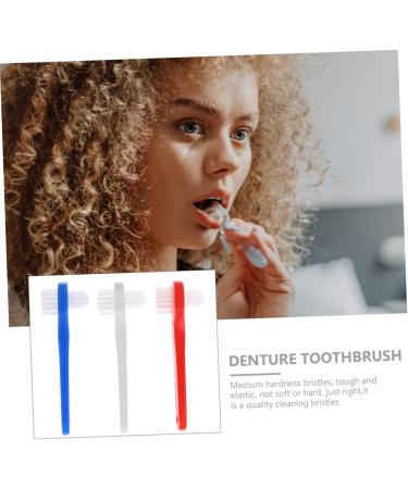 Angoily Double-Headed Toothbrush for Prosthesis Cleaning | Dual-Sided Brush for False Teeth & Dentures | Small Plastic Cleaning Tool - Buy Online on GoSupps.com