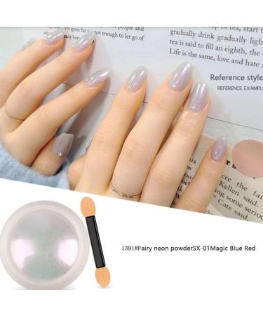 Chrome Nail Powder Chameleon Metallic Nail Art Pigment Powder Iridescent Pigment Pearly Highlight with Sponge Stick for Wedding - Buy Online on GoSupps.com