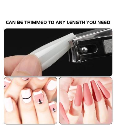 Easkep 600Pcs Coffin Fake Nails - Natural Acrylic Nail Tips for DIY Nail Art | Full Cover False Nails with Box for Nail Salons - 10 Sizes Available - Buy Online on GoSupps.com