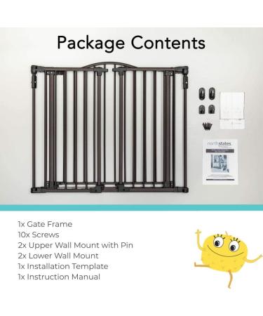 Toddleroo by North States 72 Deluxe Dcor Baby Gate - One-Hand Operation, Sturdy Safety Gate - Hardware Mount, Fits 38.3-72 Wide, 30 Tall, Matte Bronze - Buy Online on GoSupps.com