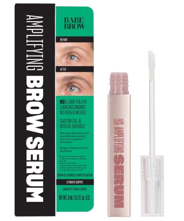 Babe Original Babe Brow Amplifying Serum - Fuller & Thicker Looking Eyebrows Brow Enhancing Serum with Castor Oil Biotin Repairing Amino Acids | 3mL 4-month Supply