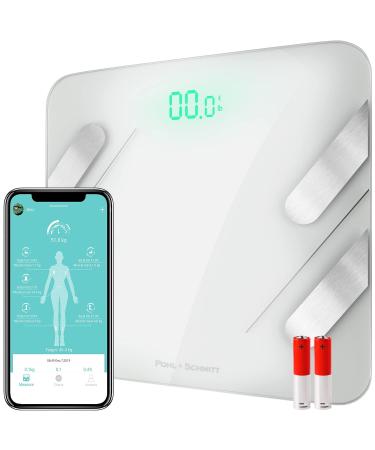 Pohl Schmitt Body Fat Bathroom Scale, Smart Digital Scale Tracks 13 Key Compositions, 8mm–Thick Glass, Syncs with All Phones, 400 lb