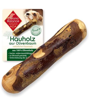 Chronobalance Kielzeugen from olive wood for dogs: chewing wood as a treat durable chewing bones for natural dental care soaked in olive oil tooth hygiene safe robust L - 1 piece