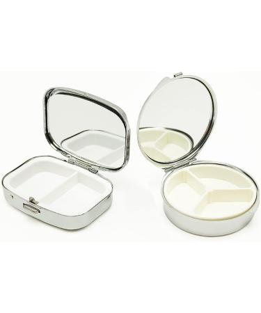 Portable Butterfly Pill Box - 3 & 2 Compartment Medicine Organizer | Travel-Friendly Vitamin Holder - 2pcs Jewelry Storage with Mirror - Buy Online on GoSupps.com