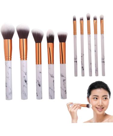 Marble Makeup Brush Set Professional Blending Cosmetic Brushes for Foundation Powder 10PCS - Buy Online on GoSupps.com