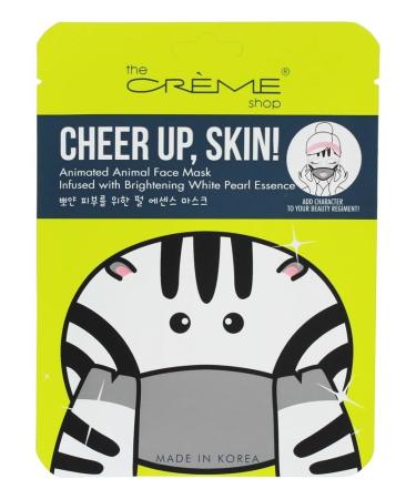 The Cr me Shop Korean Skincare Beauty Full Facial Advanced Sheet Daily Natural Essence easy-to-use Soothing - Up Skin Animal face sheet mask/Animated Korean face sheet mask (Zebra)
