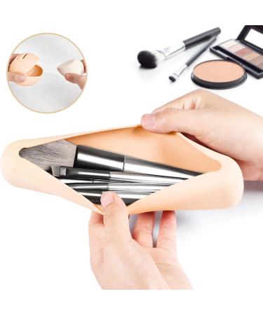 Qetlavee 2-Stk Portable Cosmetic Bag Set | Makeup Brush Holder & Sponge Organizer for Travel | Light Pink Makeup Storage - Buy Online on GoSupps.com