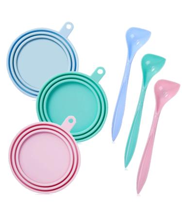 WAFJAMF Silicone Pet Can Covers,Dog Cat Food Can Lids and Spoons,Universal BPA Free,Fit Multiple Sizes Dishwasher Safe 3 Pack+Spoon