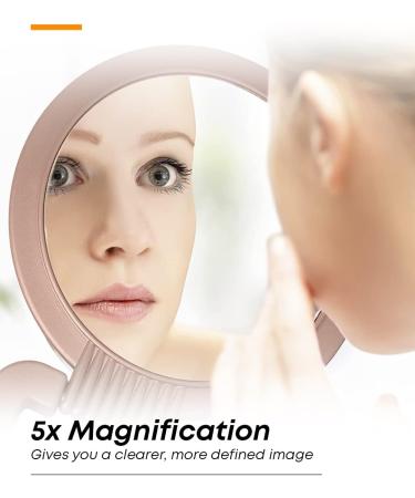 Double Sided Magnifying Vanity Makeup Mirror with 1x/5x Magnification & Adjustable Stand - Travel Friendly Compact Mirror (Rose Gold) - Buy Online on GoSupps.com