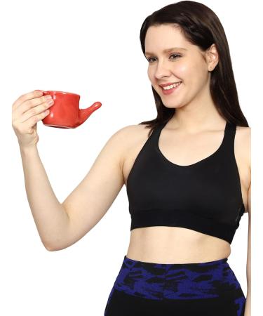 Spill-Proof Ceramic Neti Pot with 5 Sachet Neti Salt - Red Color | 250 ML Capacity - Buy Online on GoSupps.com