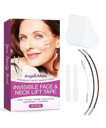 Navabelle Face Lift Tape  Premium Face Tape  Face Tape Lifting Invisible  Instant Face Lift  Face Lift Tape Invisible with Bands  Neck Lift Tape  Lift Sagging Skin and Smooth Out Wrinkles (40 PCs) White