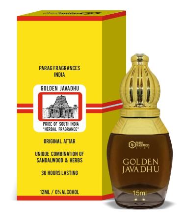 Parag.fragrances Golden Javadhu 15Ml (Herbal Fragrance) Pride Of South India/Long Lasting Natural & Alcohol Free Attar Liquid For Men/Unique & Ideal Combination Of Sandalwood & Herbs