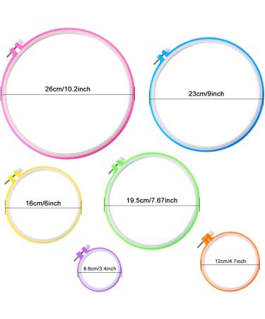 Caydo 6-Piece Embroidery Hoops & 15 Needles Set | Plastic Cross Stitch Hoops, Sizes 3.4-10.4 inch (Multicolor) - Buy Online on GoSupps.com
