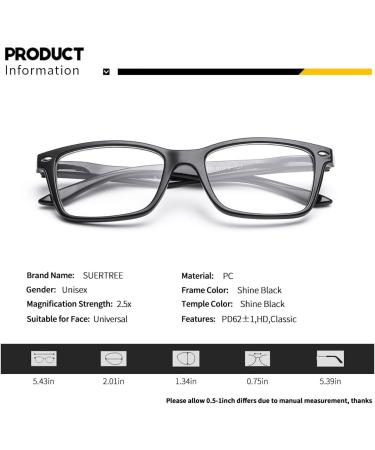 Suertree Reading Glasses 2.5X - Spring Hinge Vision Aid Eyewear for Men & Women | BM151 - International Shipping Available - Buy Online on GoSupps.com