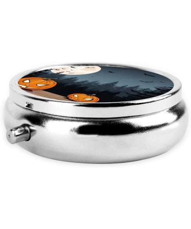 Halloween Moon Bat Pumpkin Pill Box | 3 Compartment Mini Decorative Travel Organizer for Vitamins & Medicine - Buy Online on GoSupps.com