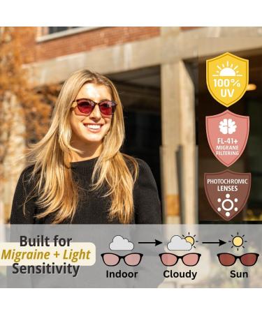 Family Tree Remedies FL-41 Migraine Glasses for Light Sensitivity/Photophobia Indoor/Outdoor Transitional Lens Tortoise Frame with Soft Case - Buy Online on GoSupps.com