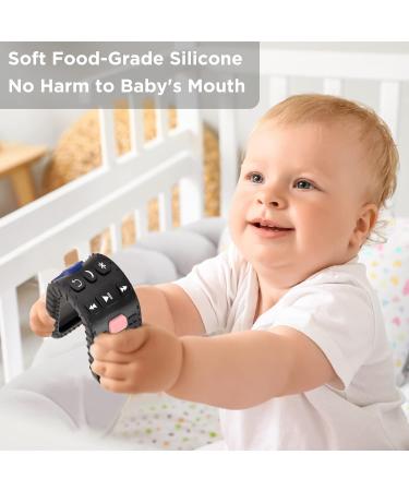 JIECH Remote Teether Toys 2 Pack for Babies 0-12 Months | Soft Silicone Teething Toys for Infant Toddlers | BPA Free Chew Toys | Early Educational Sensory Toy (Black+Gray) - Buy Online on GoSupps.com