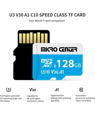 Micro Center 128GB microSDXC Card - Nintendo Switch Compatible - UHS-I C10 U3 V30 - 4K UHD Video - A1 Flash Memory Card with Adapter - Buy Online on GoSupps.com