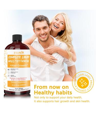 Hair Growth Liquid Multivitamin | Biotin for Hair Growth Supplement | Clinically Tested in Women for Thicker Hair & Facial Wrinkle | Skin Care | Ages 18+ | 8.11 Fl Oz - Buy Online on GoSupps.com