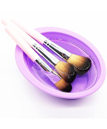 Silicone Makeup Brush Cleaning Mat - Foldable Brush Cleaner Pad for Makeup Sponge, Powder Puff - Purple - Buy Online on GoSupps.com