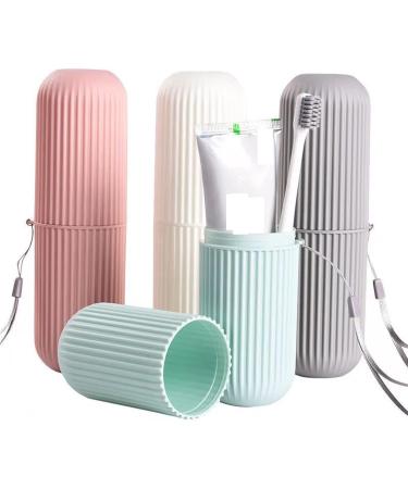 Digjobk Pink Toothbrush Mug & Travel Toothpaste Holder | Portable Bathroom Organizer & Outdoor Storage Box - Buy Online on GoSupps.com