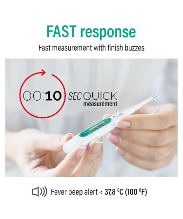 Evolu Waterproof Digital Thermometer - Fast 10-Second Temperature Measurement for Babies Children & Adults | High Precision 0.1 C | Easy-to-Read Display & Storage Box - Buy Online on GoSupps.com