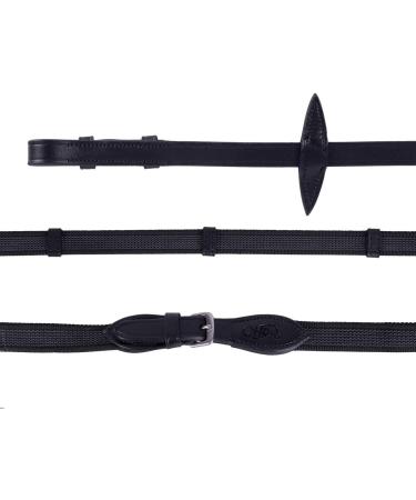 QHP Anti-Slip Reins with Leather Straps - Black Pony EU | Durable Equestrian Gear for Safe Riding - Buy Online on GoSupps.com