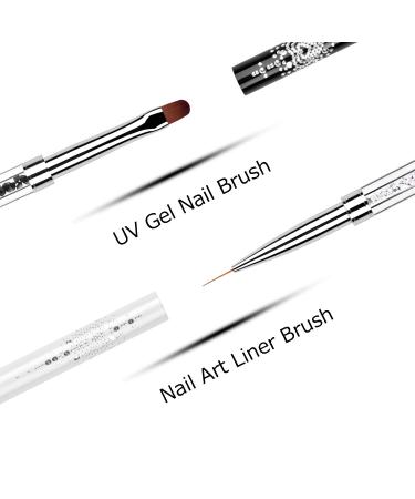 Ycyan 2Pcs Dual-ended Nail Design Brushes with Rhinestone Handle - Professional Nail Art Tools - Buy Online on GoSupps.com