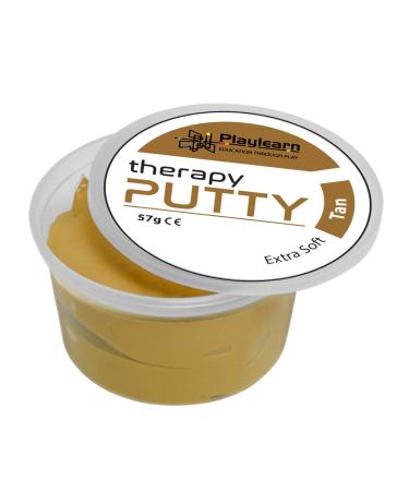 Playlearn Therapy Putty Extra Soft Resistance Squeezable Non-Toxic Hand Exercise Colour Coded Tan for Adults & Children 57g (2oz) Tubs Tan - Extra Soft