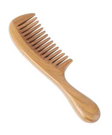 OneDor Handmade 100% Natural Green Sandalwood Wide Tooth Hair Comb - Anti-Static Wooden Detangler with Sandalwood Scent - Buy Online on GoSupps.com