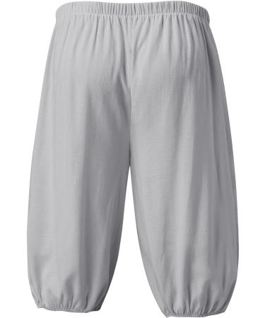 MALAIDOG Men's Baggy Fit Linen Shorts - Grey, X-Large | Casual Summer Beach Cotton Soft Knee Length Outdoor Pants - Buy Online on GoSupps.com