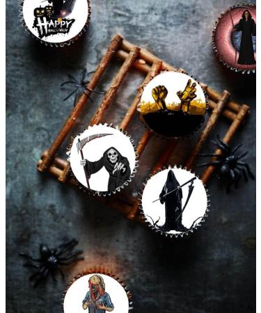 24 x Pre-Cut Halloween Mix 4 Edible Stand up Wafer/Rice Paper Cupcake Toppers Birthday Party Cake Decorations Scary Zombie Reaper - Buy Online on GoSupps.com