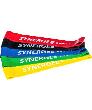 Synergee Mini Loop Resistance Bands Multicolor 5 Pack for Home Gym Workouts Optimal Fitness Exercise Accessory