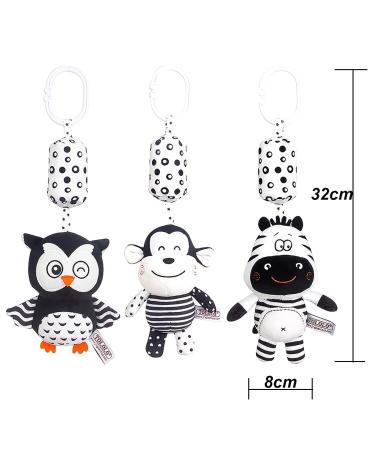 Eikada Baby Rattling Toys - High Contrast Black & White Newborn Plush Toys for Car Seat Baby Bed & Stroller (3 Pack) - Buy Online on GoSupps.com
