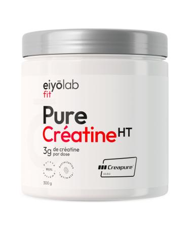 PURE CREATINE HT | 100% Creatine Monohydrate Creapure Powder | Pre Workout Bodybuilding | Muscle Building | Strength & Muscle Resistance | 300g - 88 Shakers | Unflavored Powder | Eiyolab